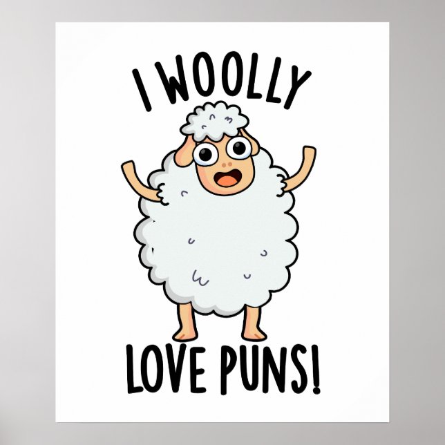 I Wooly Love Puns Funny Sheep Pun  Poster (Framsidan)