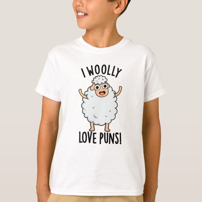 I Wooly Love Puns Funny Sheep Pun  T Shirt (Framsida)