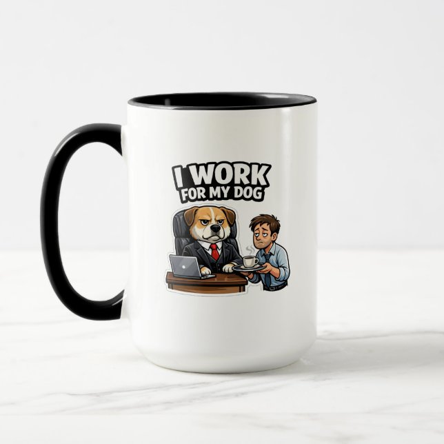 I Work For My Dog Funny Design  Mugg (Vänster)
