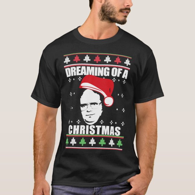 I&x27;M DREAMING OF A DWIGHT CHRISTMAS Ugly Julaft T Shirt (Framsida)