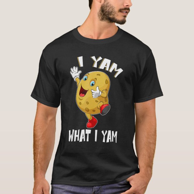 I Yam What I Yam Dancing Sweet Potato Thanksgiving T Shirt (Framsida)