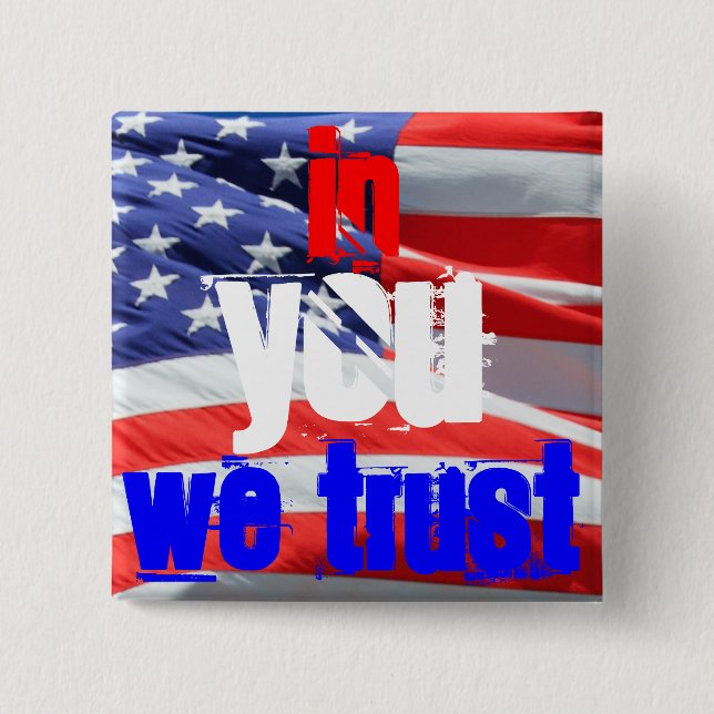 I YouTrust, USA Amerika American Flagga Färg Knapp (Framsida)