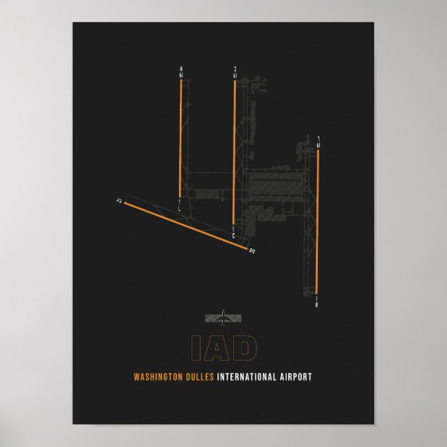 IAD - Washington Dulles Airport Runway Diagram Art Poster (Framsidan)