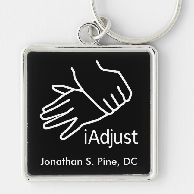 iAdjustChiropracticpersonlig Keychain Fyrkantig Silverfärgad Nyckelring (Framsidan)