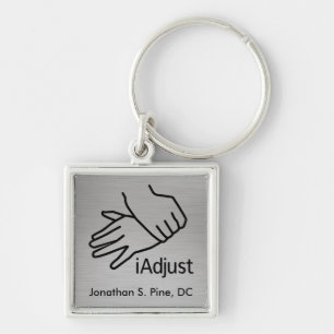 iAdjustkiropraktorpersonlig Keychain Fyrkantig Silverfärgad Nyckelring