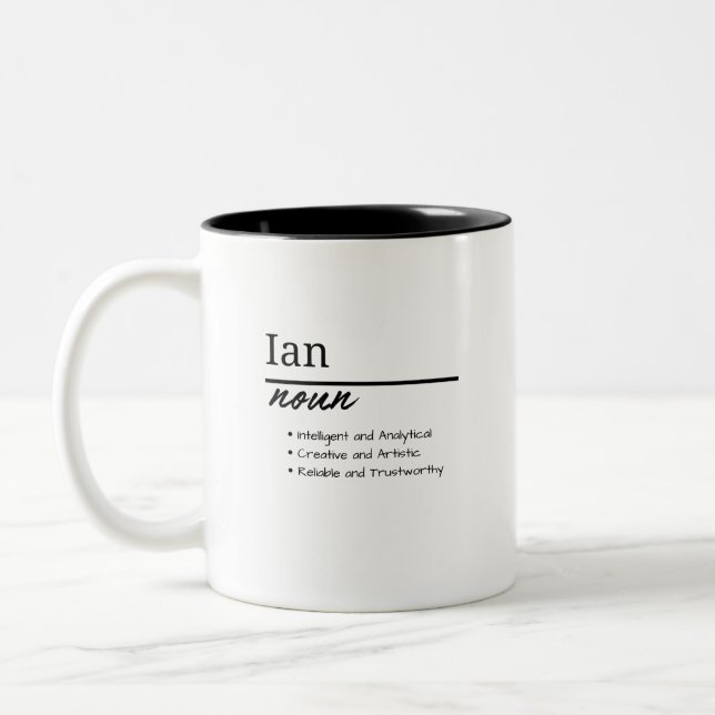 Ian, Boy Personalized Name Definition Två-Tonad Mugg (Vänster)