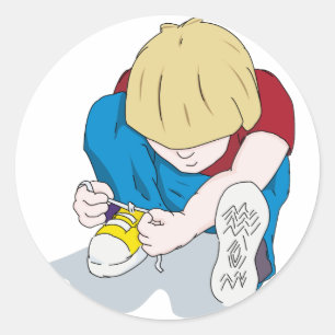 Ian Tying Shoes Runt Klistermärke