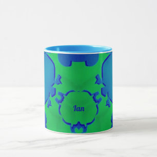 IAN ~ Zany 3D Fractal ~ Blue and Grönt Mugg