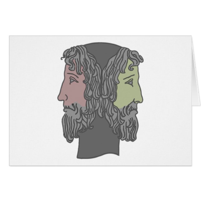 ianus janus face hälsningskort (Framsidan Horizontal)