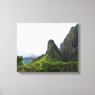 Iao needle statliga monumentet i Maui Hawaii Canvastryck