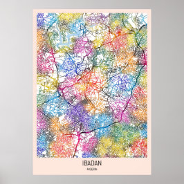 Ibadan Nigeria City Karta Poster