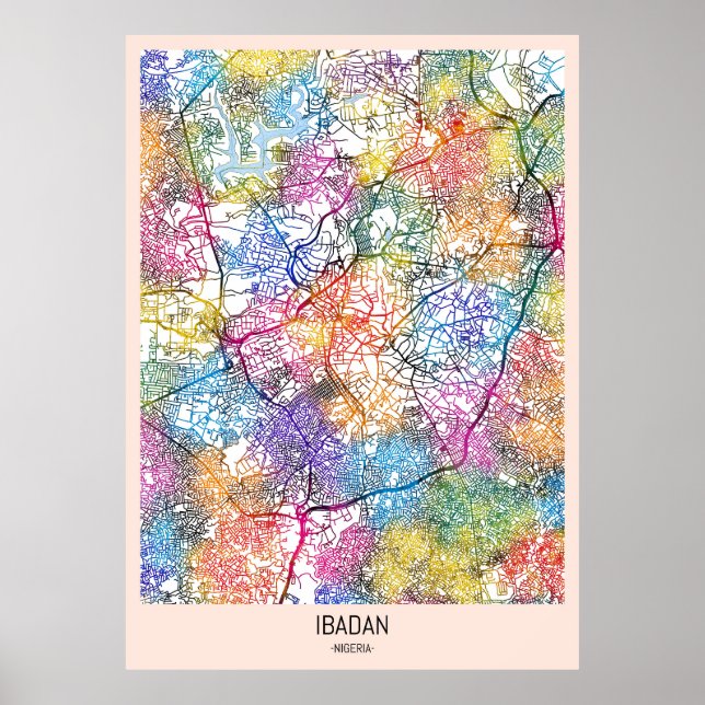 Ibadan Nigeria City Karta Poster (Framsidan)