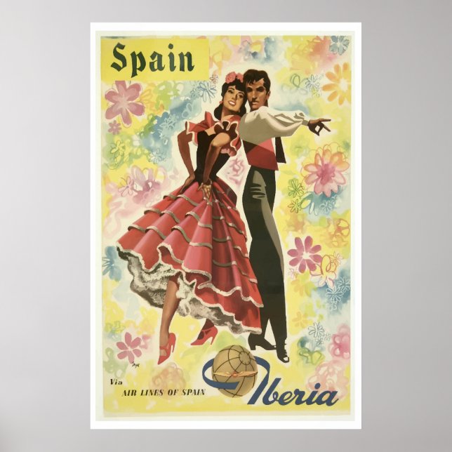 Iberia Airline Spanien Vintage resor Poster (Framsidan)