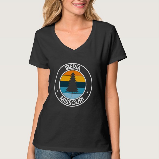 Iberia Missouri MO USA City Pride Retro Sunset T Shirt (Framsida)