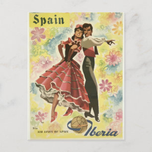 iberia vintage resor vykort