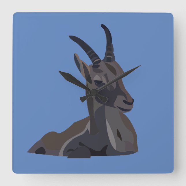 Ibex Animal Goat Fyrkantig Klocka (Framsida)