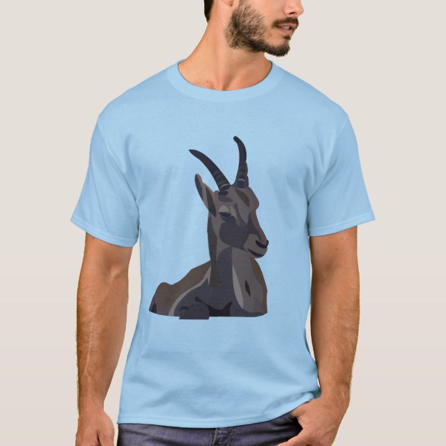 Ibex Goat Animal Art Goat T Shirt (Framsida)