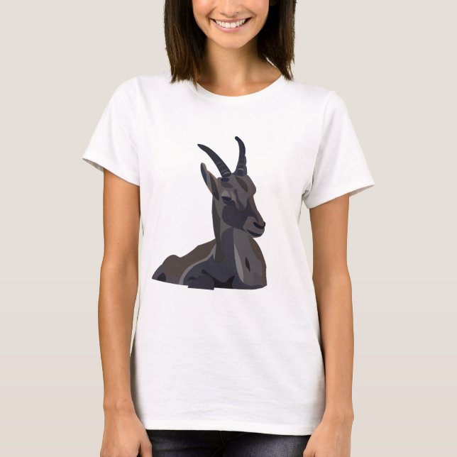 Ibex Goat Animal Art Goat T Shirt (Framsida)