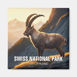 Ibex i schweiziska nationalparken Schweiz Magnet