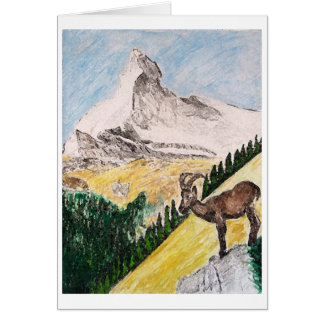 Ibex Overviewing Matterhorn Hälsningskort