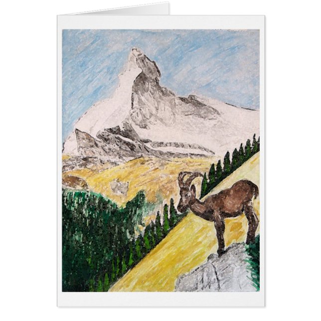 Ibex Overviewing Matterhorn Hälsningskort (Framsidan)