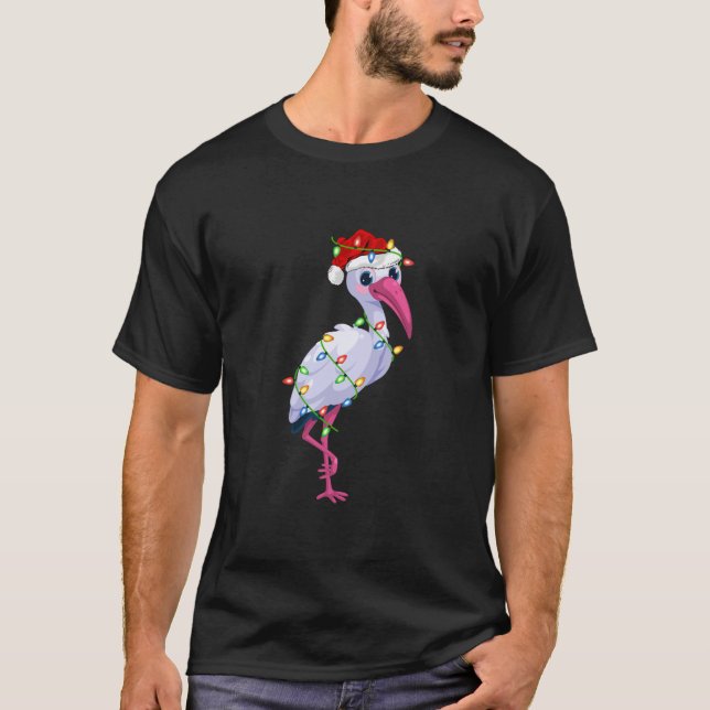 Ibis Bird Älskare Lighting Julafton Santa Hat Ibis T Shirt (Framsida)