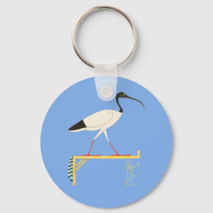 Ibis Illustration & Thoth Hieroglyphic Nyckelring