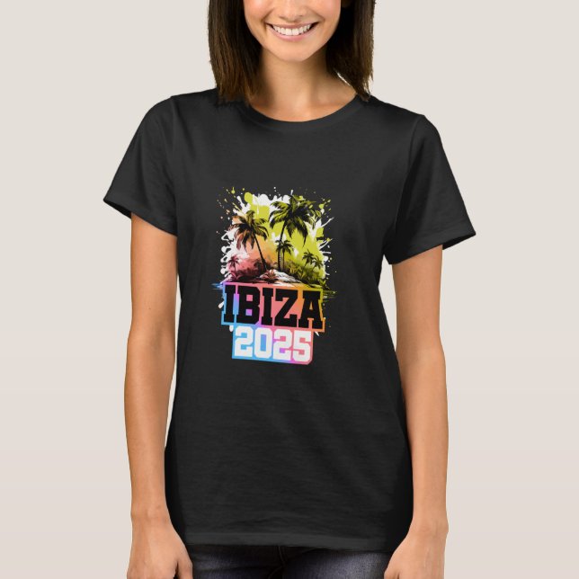 Ibiza 2025 Colorful Team Vacation T Shirt (Framsida)