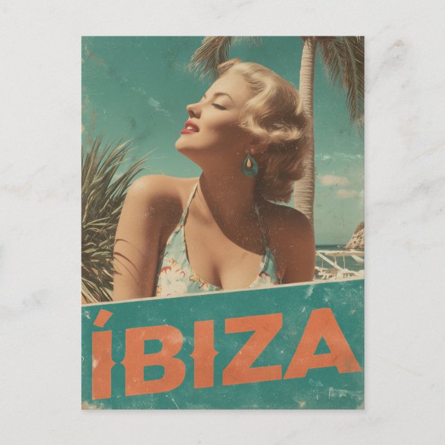 Ibiza 50-talets vintage vykort (Framsida)