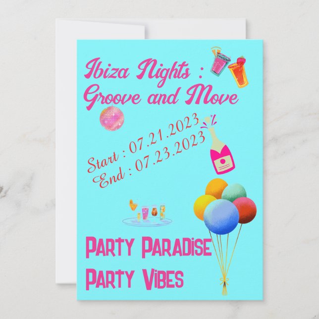 Ibiza Bachelorette Party Inbjudningar (Framsida)