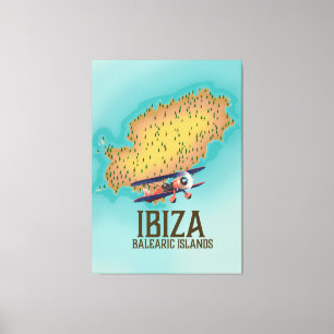 Ibiza Balearerna karta poster Canvastryck