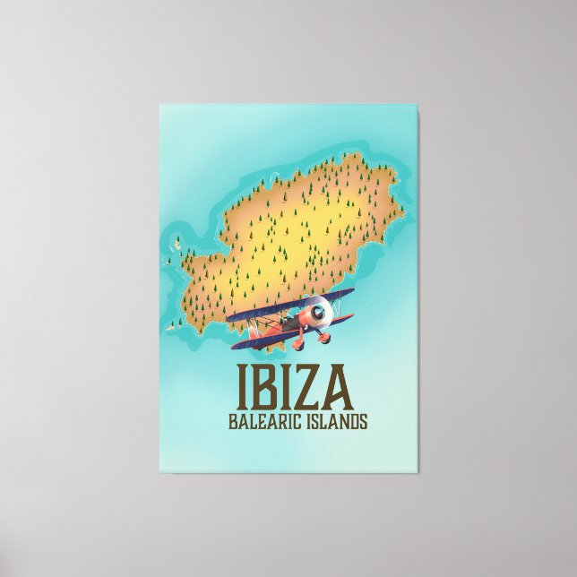 Ibiza Balearerna karta poster Canvastryck (Framsida)