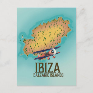Ibiza Balearerna karta poster Vykort