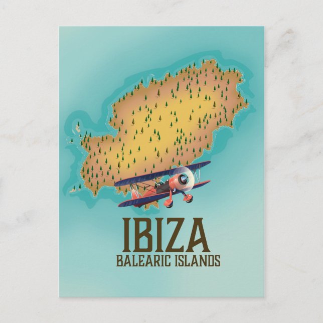 Ibiza Balearerna karta poster Vykort (Framsida)