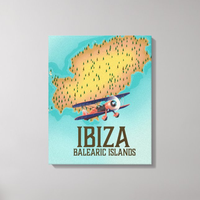 Ibiza Baleariska öarna kartaffisch Canvastryck (Framsida)