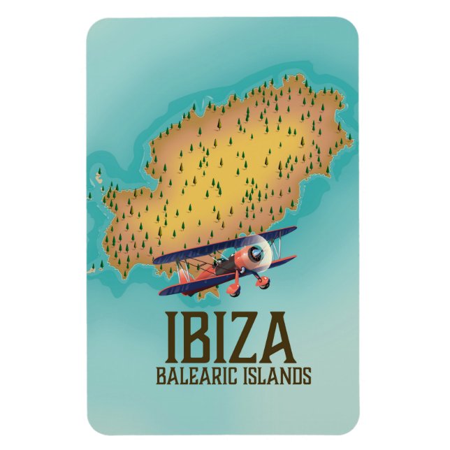 Ibiza Baleariska öarna kartaffisch Magnet (Vertikal)