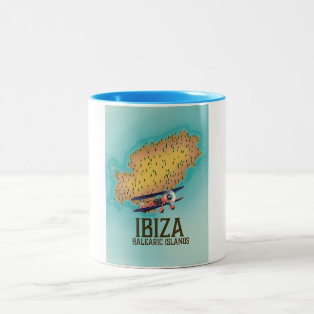 Ibiza Baleariska öarna kartaffisch Två-Tonad Mugg (Center)
