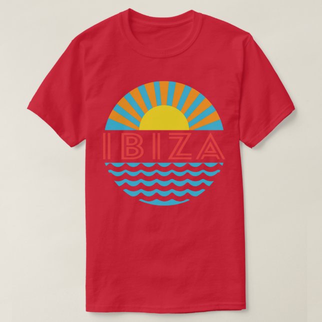 Ibiza Beach Sol och Vågar T Shirt (Design framsida)