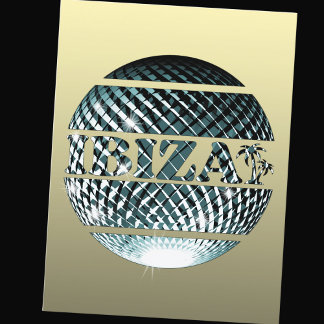 Ibiza disco boll i platinumblått vykort