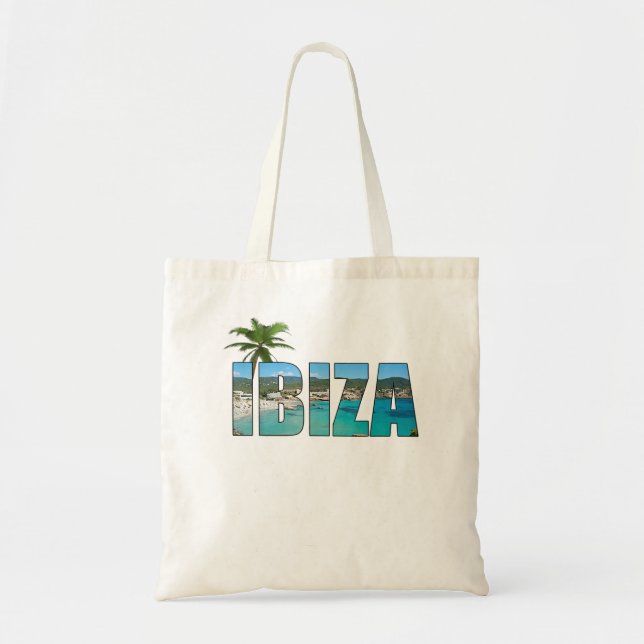 Ibiza Espana Beach Handflatan Träd Party Destinati Tygkasse (Framsidan)