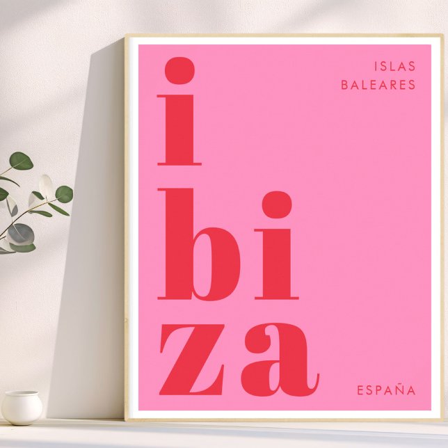 Ibiza España modern typography rosa Red Poster (Skapare uppladdad)