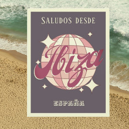 Ibiza España retro vintage fest lila Postkort Vykort