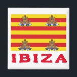 Ibiza Flagga, SPANIEN Magnet<br><div class="desc">Ibiza är välkänt för sin nattliga och elektroniska dansmusik på sommaren,  som lockar många turister. klubb av bilder: Av Javitomad,  HansenBCN - self-made,  CC BY-SA 4.0,  https://commons.wikimedia.org/w/index.php?curid=3621559</div>
