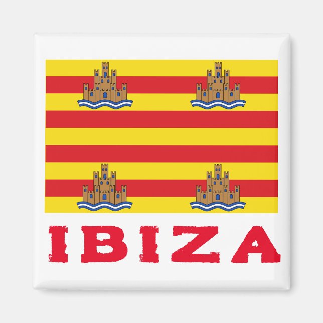 Ibiza Flagga, SPANIEN Magnet (Framsidan)