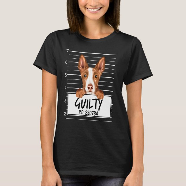 Ibiza hund Mugshot Skyldig Hund T Shirt (Framsida)