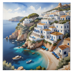 Ibiza kusten är hem för många vackra grekiska vi kakelplatta