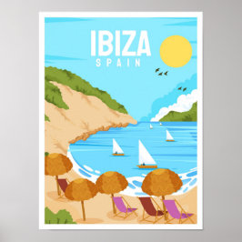 Ibiza Spain Art Vintage resor Illustration Poster