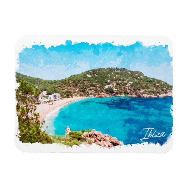 Ibiza Spain Beach Landscape Travel Magnet (Horisontell)