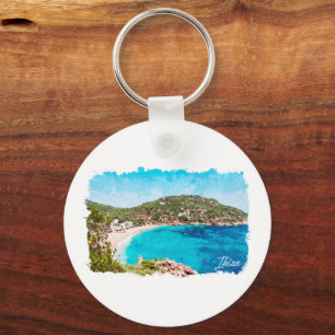 Ibiza Spain Beach Landscape Travel Nyckelring