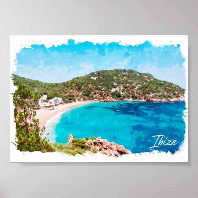 Ibiza Spain Beach Landscape Travel Poster (Framsidan)
